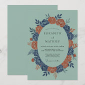 Invitation Couronne de mariage Celadon Brûlé Orange (Devant / Derrière)