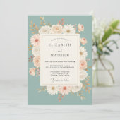 Invitation Couronne de mariage Celadon Daisy (Debout devant)