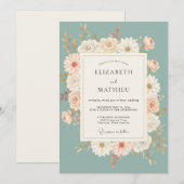 Invitation Couronne de mariage Celadon Daisy (Devant / Derrière)