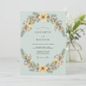 Invitation Couronne de mariage Celadon Gold (Debout devant)