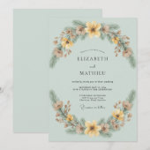 Invitation Couronne de mariage Celadon Gold (Devant / Derrière)