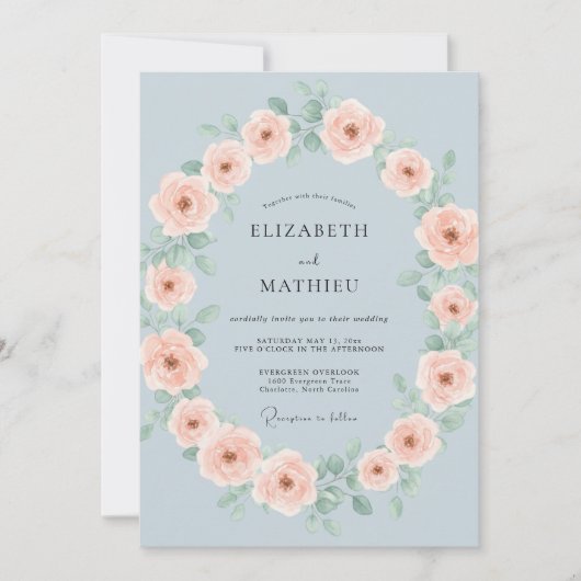 Invitation Couronne de mariage Celeste Blush (Devant)