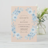 Invitation Couronne de mariage Champagne Bleuet (Debout devant)
