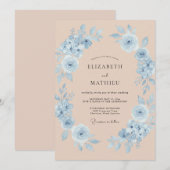 Invitation Couronne de mariage Champagne Bleuet (Devant / Derrière)