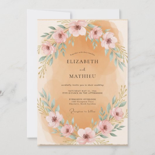 Invitation Couronne de mariage Champagne Soft Gold (Devant)