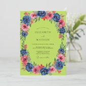 Invitation Couronne de mariage Chartreuse Cobalt (Debout devant)