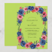 Invitation Couronne de mariage Chartreuse Cobalt (Devant / Derrière)