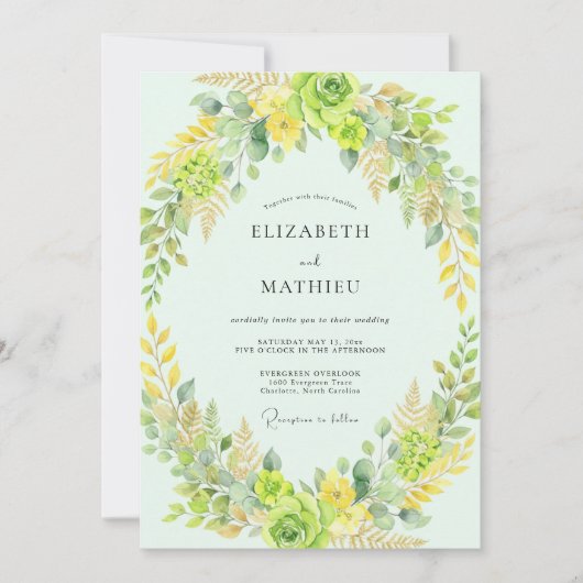 Invitation Couronne de mariage Chartreuse Lime (Devant)
