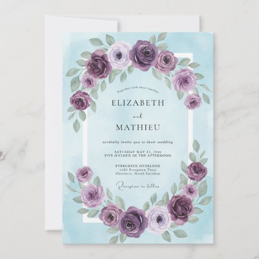 Invitation Couronne de mariage Ciel d'Améthyste (Devant)