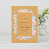 Invitation Couronne de mariage ciel rose doré (Debout devant)