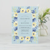 Invitation Couronne de mariage citron et bleuet (Debout devant)