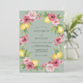 Invitation Couronne de mariage citron rose (Debout devant)