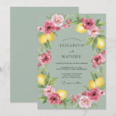 Invitation Couronne de mariage citron rose (Devant / Derrière)