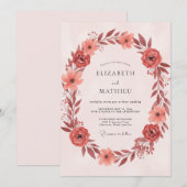 Invitation Couronne de mariage Copper Blush (Devant / Derrière)