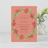 Invitation Couronne de mariage Coquelicot Corail (Debout devant)