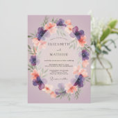 Invitation Couronne de mariage Corail Améthyste (Debout devant)