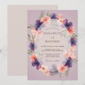 Invitation Couronne de mariage Corail Améthyste (Devant / Derrière)