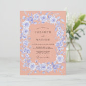 Invitation Couronne de mariage Corail Bleuet (Debout devant)