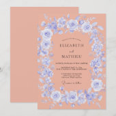 Invitation Couronne de mariage Corail Bleuet (Devant / Derrière)