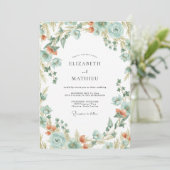 Invitation Couronne de mariage Corail Mousse de Mer (Debout devant)