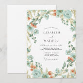 Invitation Couronne de mariage Corail Mousse de Mer (Devant / Derrière)