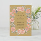 Invitation Couronne de mariage Corail Ocre (Debout devant)