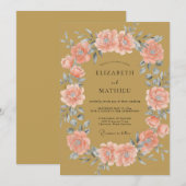 Invitation Couronne de mariage Corail Ocre (Devant / Derrière)
