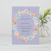 Invitation Couronne de mariage Corail Pervenche (Debout devant)