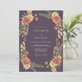 Invitation Couronne de mariage corail violet profond (Debout devant)
