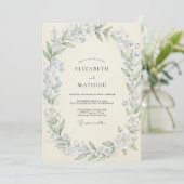Invitation Couronne de mariage Cornflower Celadon (Debout devant)