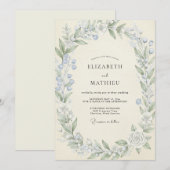 Invitation Couronne de mariage Cornflower Celadon (Devant / Derrière)