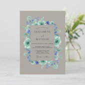 Invitation Couronne de mariage Cornflower Seafoam (Debout devant)