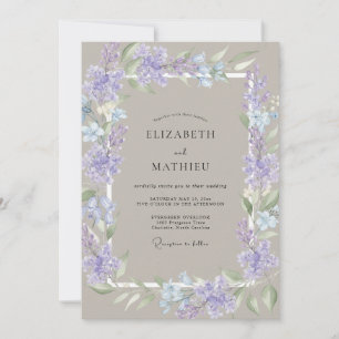 Invitation Couronne de mariage Cottagecore Taupe Pervenche