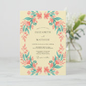 Invitation Couronne de mariage crème corail (Debout devant)