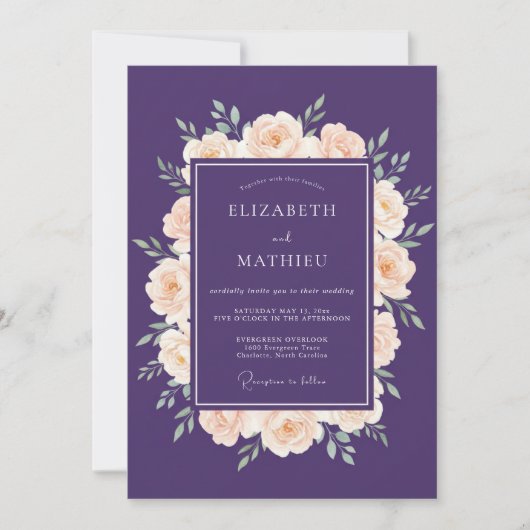 Invitation Couronne de mariage Crème de Prune (Devant)