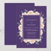 Invitation Couronne de mariage Crème de Prune (Devant / Derrière)