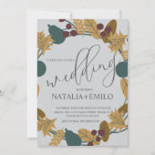 Invitation Couronne de mariage d'automne classique  (Devant)