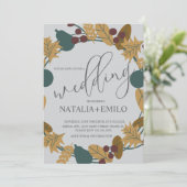 Invitation Couronne de mariage d'automne classique  (Debout devant)