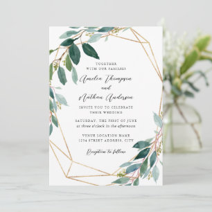 Invitation Couronne de mariage de feuilles modernes