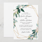 Invitation Couronne de mariage de feuilles modernes (Devant / Derrière)