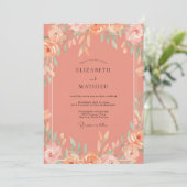 Invitation Couronne de mariage de fleurs de corail côtières (Debout devant)