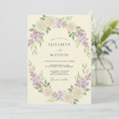 Invitation Couronne de mariage de fleurs d'Ivory Rose (Debout devant)