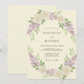 Invitation Couronne de mariage de fleurs d'Ivory Rose (Devant / Derrière)