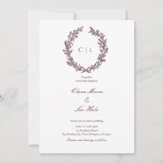 Invitation Couronne de mariage de fleurs sauvages de Bourgogn