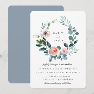 Invitation Couronne de mariage de jardin fleuri