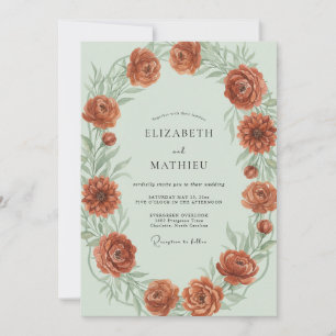 Invitation Couronne de mariage de pivoine Rouille