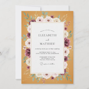 Invitation Couronne de mariage de prunier Moutarde de prairie