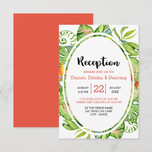 Invitation Couronne de mariage de réception de l'île de feuil (Devant / Derrière)