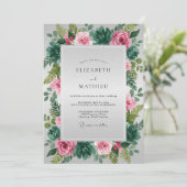 Invitation Couronne de mariage de succulentes roses (Debout devant)