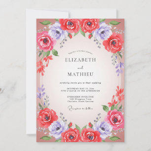 Invitation Couronne de mariage Deep Burgundy Periwinkle